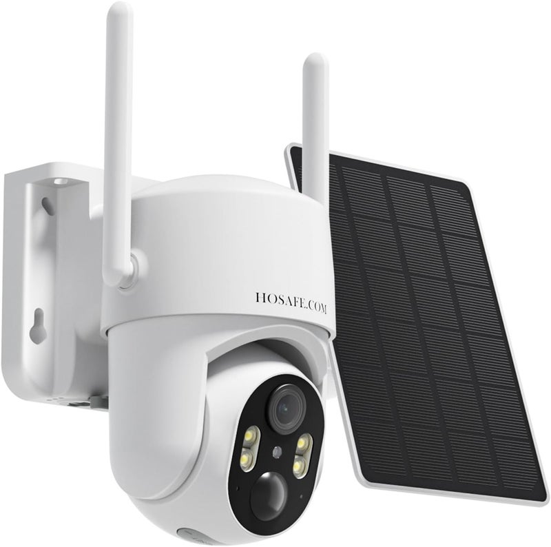 HOSAFE.COM Solar Security Cameras Wireless Outdoor, 360° PTZ Remote Cameras for Home Security Solar Powered, 2K 3MP Security Camera Outdoor Wireless with Spotlight Color Night Vision, PIR Sensor, 2-Way Audio - Image 1